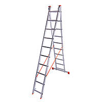 Лестница 4.80м, двухсекционная алюминиевая 2x10 ступенек "Sirius" Laddermaster (A2A10)