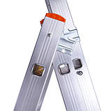 Драбина 6.75 м, трисекційна алюмінієва 3x10 щаблів "Sirius" Laddermaster (A3A10), фото 3