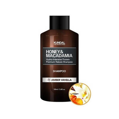 Безсульфатний шампунь для волосся "Янтарна ваніль" KUNDAL Honey & Macadamia Amber Vanilla Shampoo 100ml