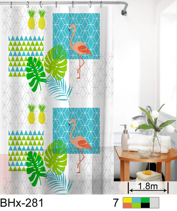 Шторка для душа Ethiopia "Pink Flamingo" 180х180 см