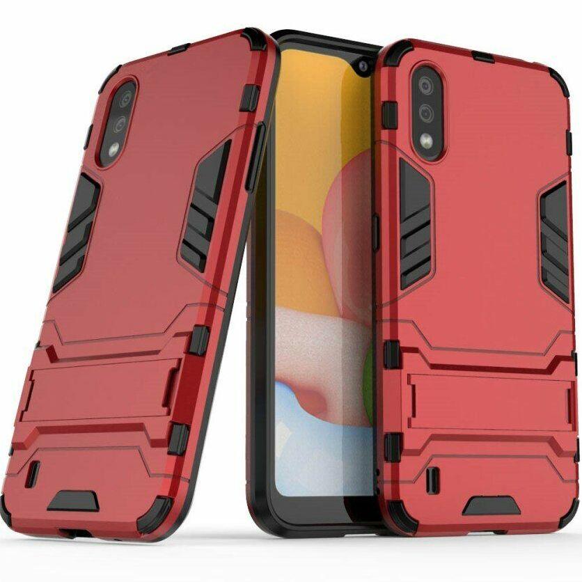 Чохол Iron для Samsung Galaxy A01 2020 / A015F захисний бампер з підставкою Red