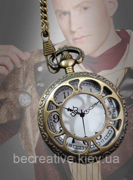 Золотий кишеньковий годинник для костюмів у стилі стимпанк без функції, фото 1