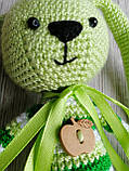 В'язана іграшка "Зелений Зайчик - довгі вушка", фото 8