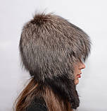 Стильна жіноча хутряна шапка "Жмутик-вушка" (Перука) Шоколад, фото 2