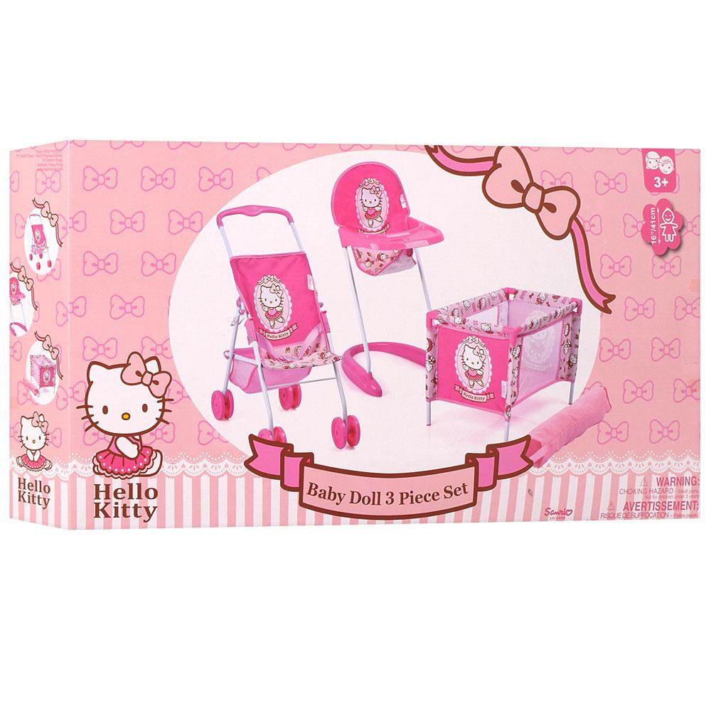 Игровой набор для кукол HAUCK D-98282 Hello Kitty коляска прогулочная стульчик для кормления манеж в чехле - фото 5 - id-p1194306709