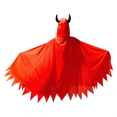Червоний плащ Диявол із капюшоном і рогами карнавальний на Гелловін - фото 1 - id-p366556360