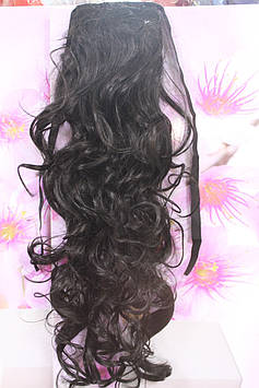 Шиньон искусственные волосы на ленте кудри черный