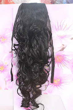 Шиньон искусственные волосы на ленте кудри черный