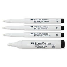 Капілярні ручки білі Faber-Castell Pitt Artist Pen