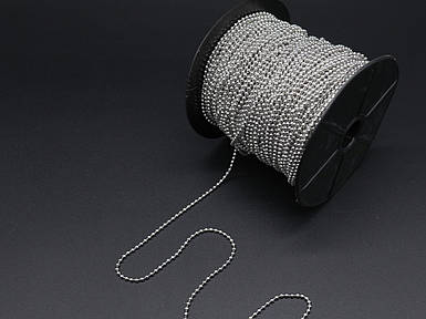 Декоративний Ланцюжок кульковий на метраж 2 мм Біжутерія ланцюг для декупажу Фурнітура "Срібло"