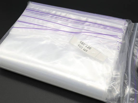Пакет для заморозки Струна із замком zip-lock поліетиленовий 16х22 см. 100 шт/уп. Пакет Гріппер, фото 2