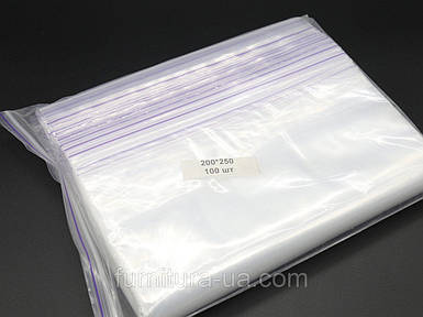 Пакет Гріппер для пакування та зберігання дрібних деталей 20х25 см. із застібкою zip-lock 100 шт/уп. Пакет Струна