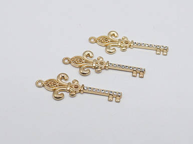 Металевий ключик колір "золото" декоративний 48х18 мм Товари для рукоділля