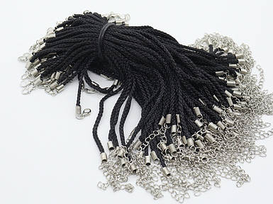 Чорний Браслет Плетений на застібці 25 см. Заготовки під браслети з карабіном Фурнітура для творчості