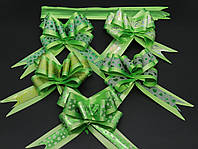 Бант-затяжка подарочный для упаковки из полипропиленовой ленты Цвет зеленый. 7х13 см