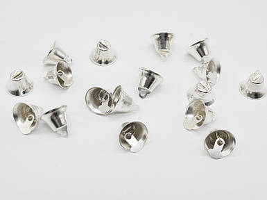 Срібні металеві дзвіночки для прикрашання новорічних іграшок та інших сувенірів розміром 16 мм
