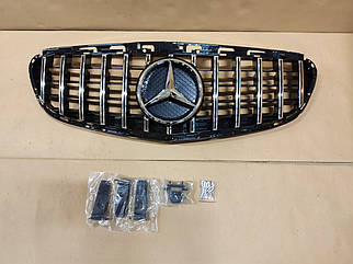 Решітка радіатора стиль GT на Mercedes E-class W212 (13-16), чорна-хром
