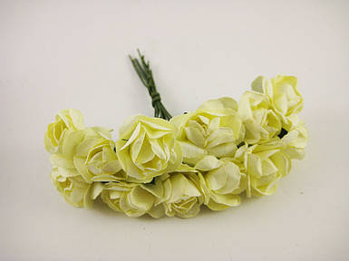 Троянда на дроті жовта поліуретанова 12шт/пучок для рукоділля, хобі, декору