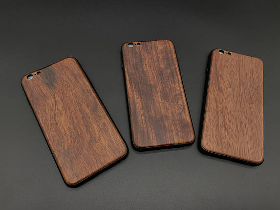 Протиударний чохол для смартфона iPhone 6/6s PLUS дерев'яний "темна черешня" під гравіювання, фото 2