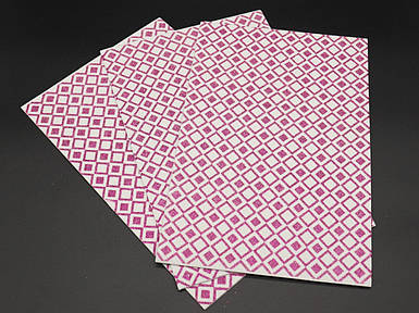 Біло-рожева тканина Фоаміран з ромбами 2мм. з глітером Foamiran для рукоділля набір  30х20см.