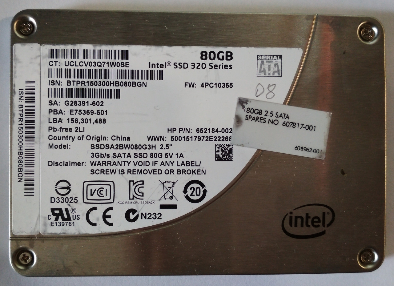 SSD-накопичувач Intel 80 ГБ / 2.5 дюйма / SATA / MLC / 3 Гб/с 320 Series
