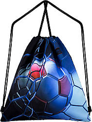 Дитячий рюкзак сумка мішок синій для змінного взуття хлопчикові на шнурках шкільний малюнок футбол Winner One M-56