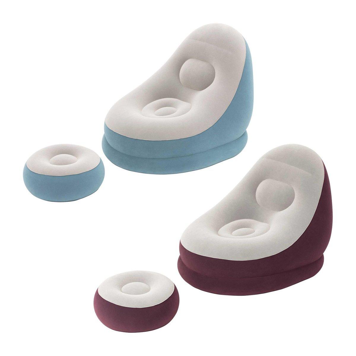 Надувне крісло Bestway 75053 Comfort Cruiser Inflate-A-Chair 122х94х81 см з пуфом для ніг 54х54х26 см