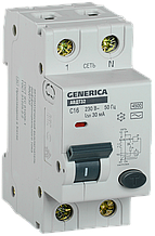 Автоматичний вимикач диференціального струму АВДТ32 C16 GENERICA