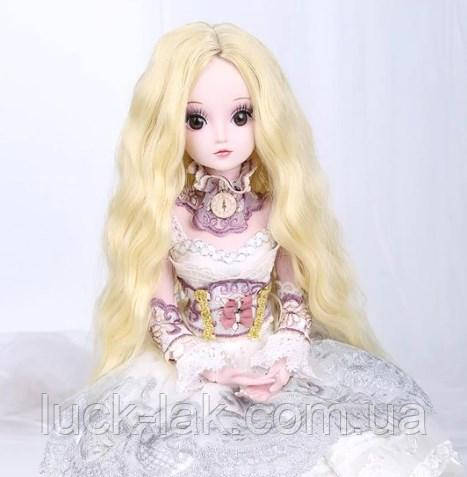 Перука для шарнірної ляльки BJD 1/4, білий хвилястий волосся, фото 1