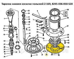 Тарілка нижня косарки польською Z-169, 8245-036-010-528, фото 2