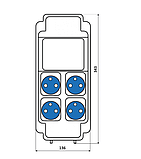 Щит з розетками 4xSchuko 5 модулів IP44 SEZ ROS 5/x-16, фото 2
