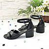 Босоніжки жіночі шкіряні на підборах, колір чорний, фото 3