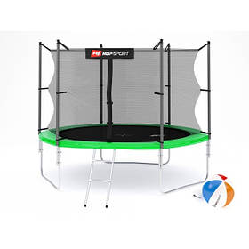 Батут для стрибків з внутрішньої сіткою 305 см + м'ячі у подарунок Hop-Sport 10ft зелений