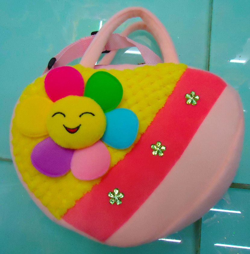 Сумочка дитяча тканинна з різнобарвним квіточкою, фото 1