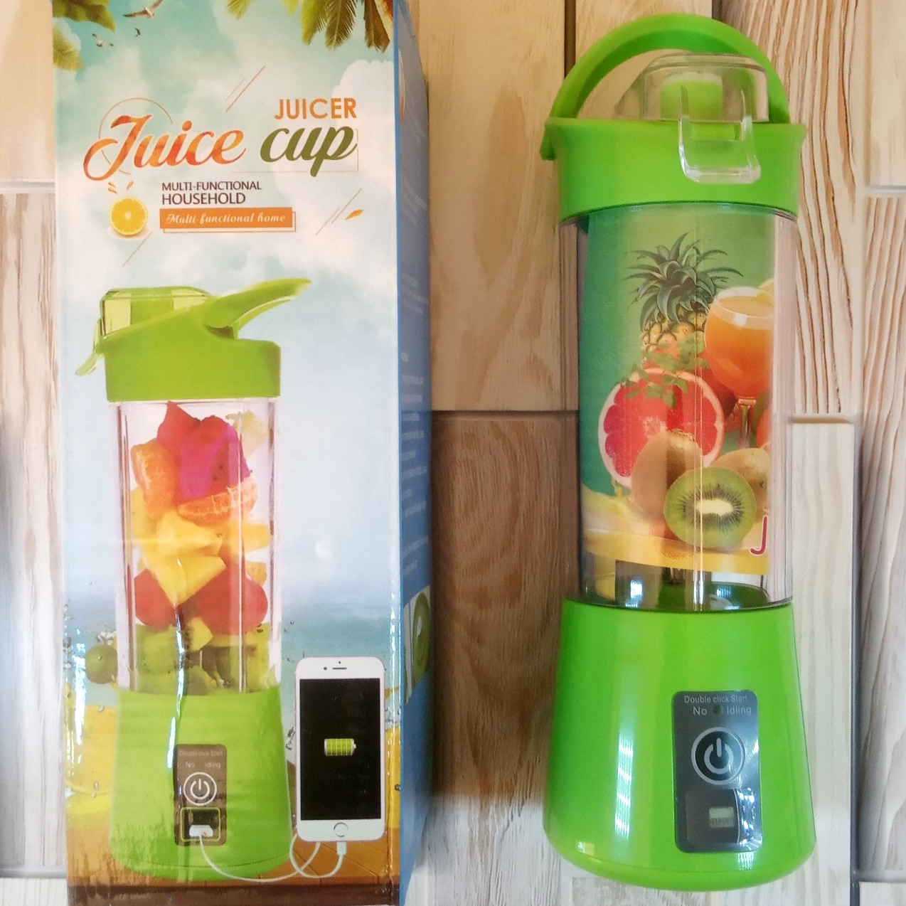 Портативный мини блендер, шейкер для коктейлей и смузи Juicer - Juice Cup салатовый (Живые фото) - фото 1 - id-p1194628125