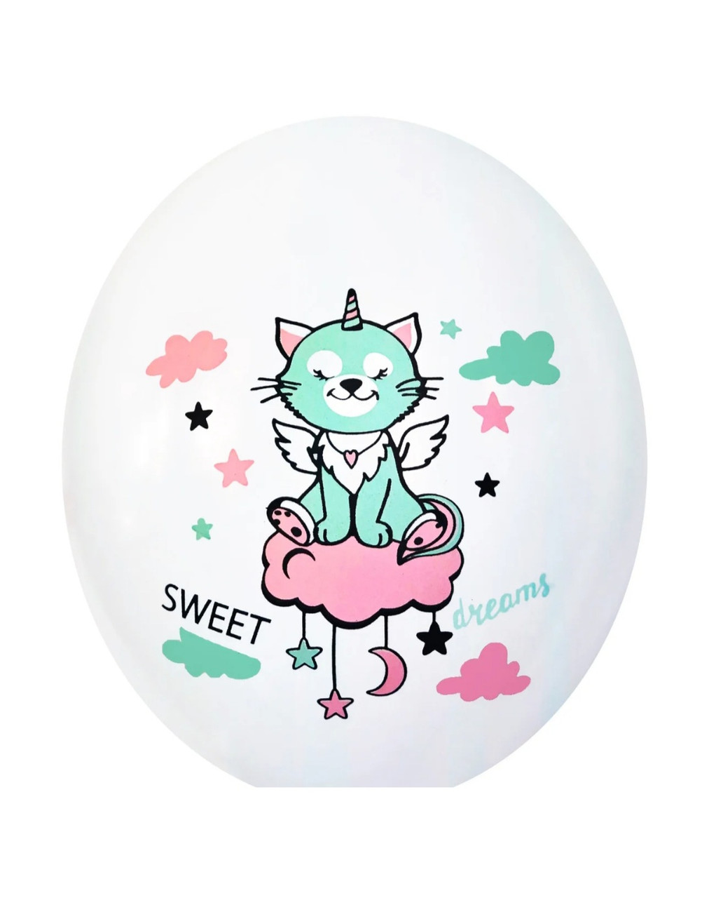 Кулька гелієва 30 см " "Sweet dreams" кот-единорог на белом " код 07-36