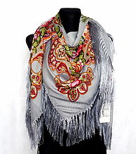 Українська народна хустка Ганна 120х120 см сіра