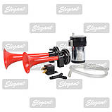 Сигнал Повітряний 12V/215mm 2 Дудки/Компресор 100 744 Elegant червоний, фото 3
