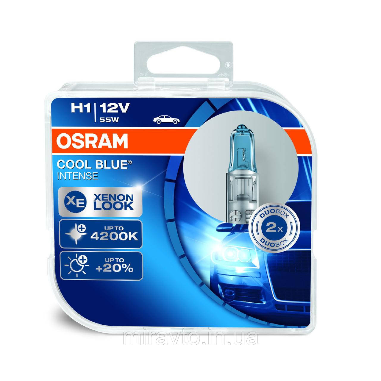 Автомобільні лампи OSRAM H1 12V 55W 4200K !20% Cool Blue INTENSE (64150 CBI-BOX)