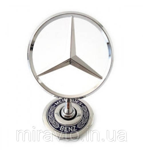 Приціл емблему на капот Mercedes W210, W202, W220 1994-2007 D=4 см-спідниці оригінал врізний з написом, фото 1