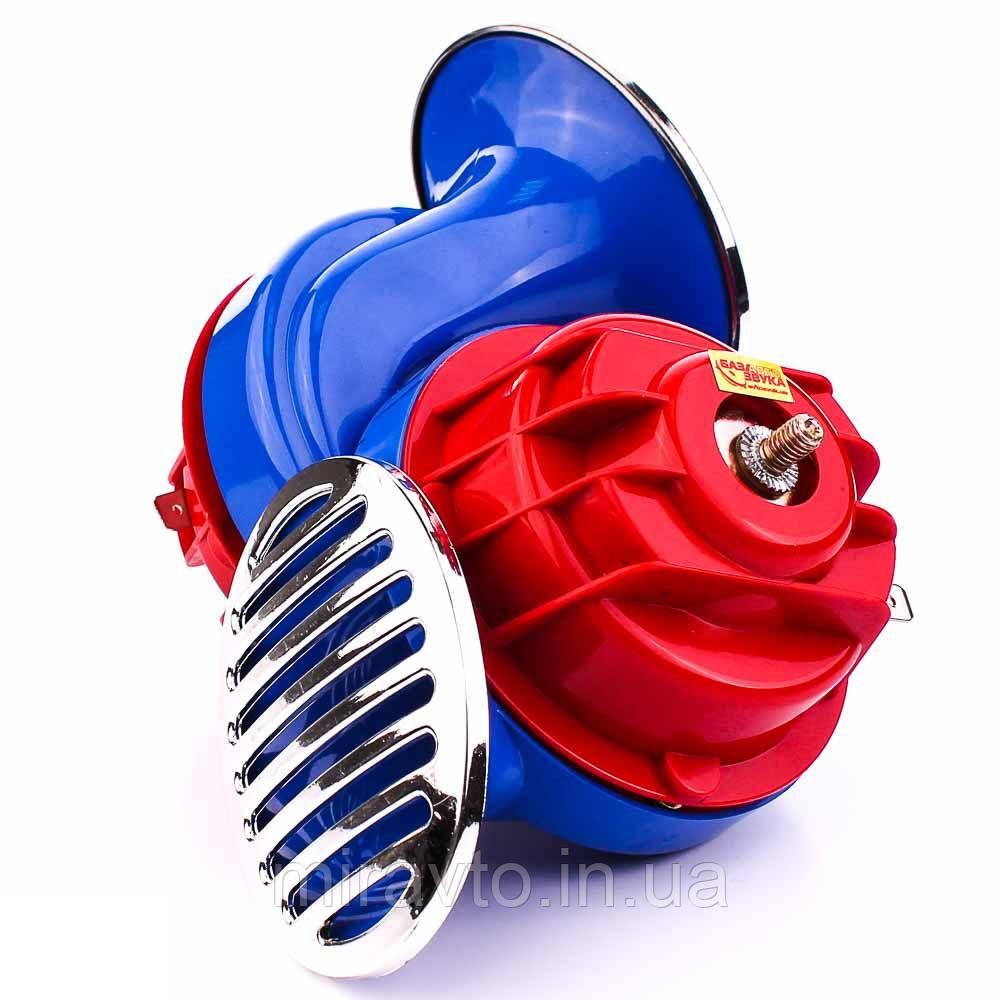Сигнал звукової 12V Равлик 2 контакту 100 730 Elegant червоно-синій хром, фото 1