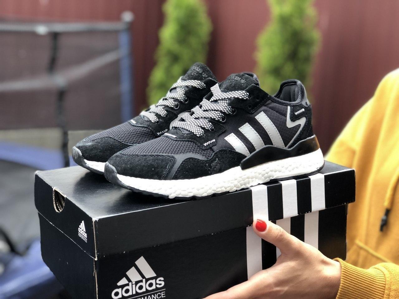 Кроссовки Adidas Nite Jogger Boost 3M. Черные женские кроссовки на ...