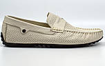 Світло-бежеві літні шкіряні мокасини чоловіче взуття великих розмірів ETHEREAL BS Classic Bleached Beige Perf, фото 3