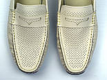 Світло-бежеві літні шкіряні мокасини чоловіче взуття великих розмірів ETHEREAL BS Classic Bleached Beige Perf, фото 7