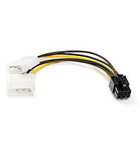 Кабель Video power 6 pin - 2*Molex 4 pin 15см ATCOM для подключения питания видеокарт (16185)