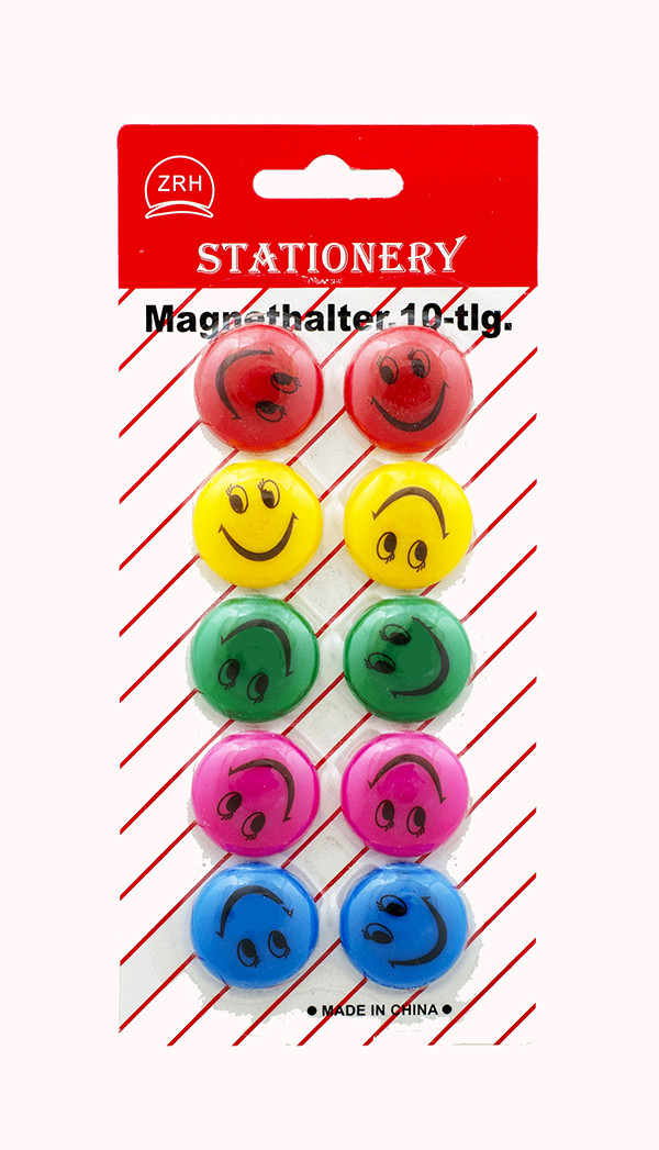 Магніти кольорові для дошки 30 мм Смайлик 10 шт ZRH (3010)