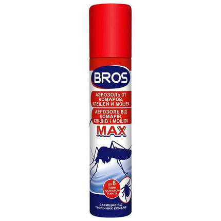 BROS/ БРОС спрей від комарів і кліщів MAX, 90 мл — захищає від укусів комарів і кліщів, фото 2