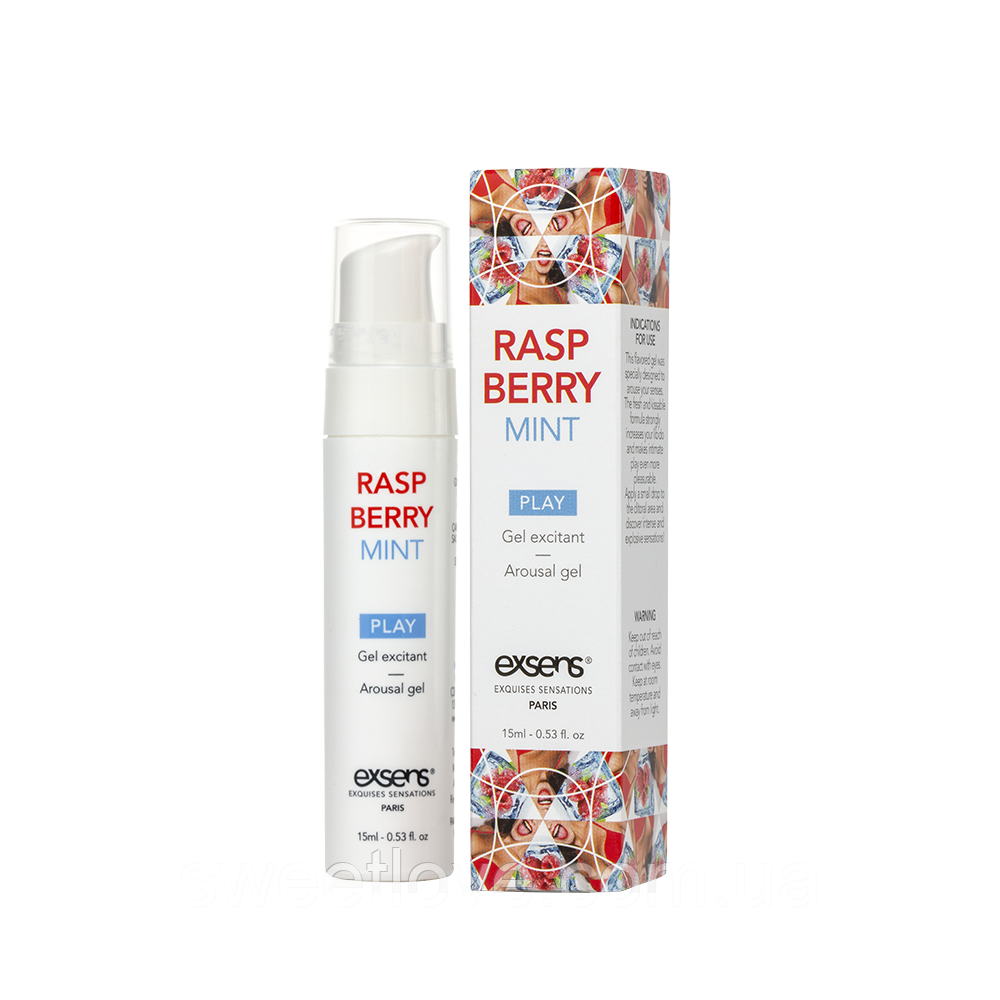 Стимулирующий гель EXSENS Kissable Raspberry Mint 15мл можно для поцелуев, охлаждающий