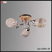 Люстра потолочная 3-х ламповая с металлическими хрустальными плафонами для спальни SW-4304/3 FG F
