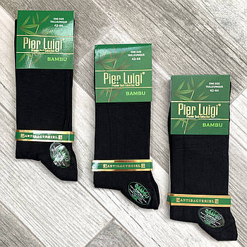 Шкарпетки чоловічі бамбук лайкра Pier Luigi, антибактеріальні, без шва, розмір 39-41, чорні, 02572